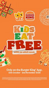 Get a FREE King Jr. meal with any BK meal purchase via the BK App. Ends 2nd November | Burger King UK