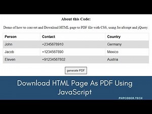 download html page as pdf using JavaScript JS