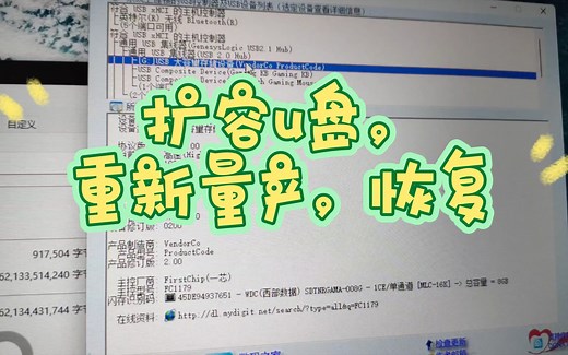 扩容U盘，重新量产，恢复正常 一芯 FC1179