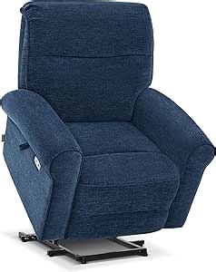 MCombo Dual Motor Power Lift Recliner Chair with Massage and Heat for Elderly, USB Ports, Lay Flat, Fabric 7666 (Navy Blue)