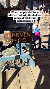 When people visit New Mexico, they often skip this hidden gem just 1.5 hours from Albuquerque 👀 We took a mini road trip to explore the Ice Cave & Bandera Volcano — an easy, family-friendly hike that’s totally worth the drive! 🥾✨ You’ll see an ancient volcano crater and descend a staircase into a real ice cave that stays frozen year-round ❄️🌋 The trail is short, scenic, and perfect for families — just be ready for lots of stairs to reach the cave! The site is currently closed for winter and w