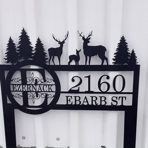 Personalized Deer Wildlife Decor for Outside, Custom Garden Address Sign with Metal Stake, Address House Number Sign, Name Farmhouse Decoration, Yard Housewarming Gift, Camping Decor for Outdoor