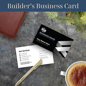 Builder's Business Card Template - Customizable Construction Business Cards - Professional Printable Design for Contractors - Etsy