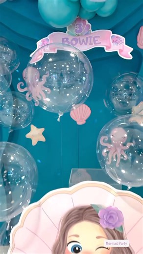 Adorable mermaid party balloon setup 🧜‍♀️💜 by @balloonbylish #theeventcollectivex | Theeventcollectivex