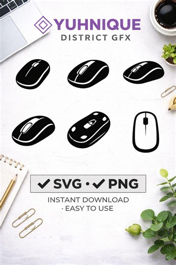 Computer Mouse Silhouette SVG PNG Bundle | Minimal Mouse Icons | Laser Engraving | Cricut Cut Files | Digital Download - Etsy