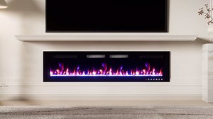 50” Electric Fireplace Recessed and Wall Mounted Fire Places with Remote Control, Touch Screen