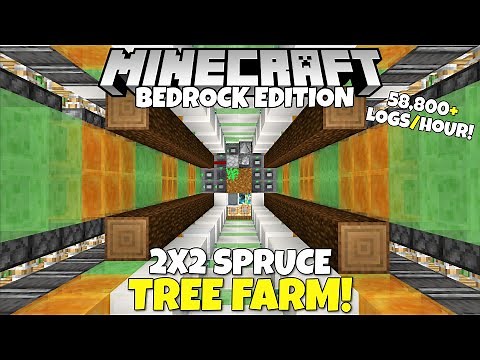Minecraft Bedrock: 2x2 SPRUCE TREE FARM Tutorial! 58,000 Logs/Hour! MCPE Xbox PC Switch