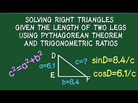 Solving right triangle given length of two legs using Pythagorean theorem and trigonometric ratio