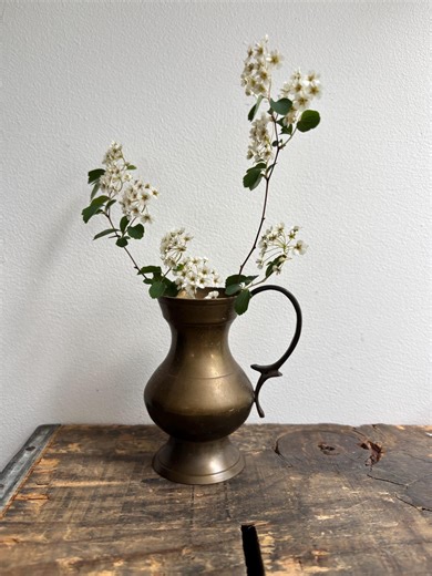 Vintage Brass Cup Mug Vase With Curled Handle. Made in India. - Etsy