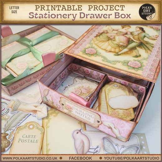 Rococo Stationery Drawer Box Kit: Printable Ephemera Organizer (digital Download) - Etsy
