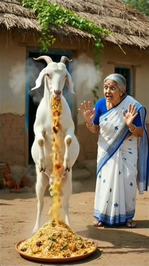 Magical Goat Spits Biryani & Gold!🐐🍲💰 #magicalgoat #aistory #grandma #shorts