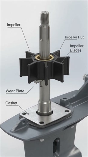 OBM Impeller & Impeller Assembly Explained Outboard Water Pump Working Animation #asmr #viral #100k