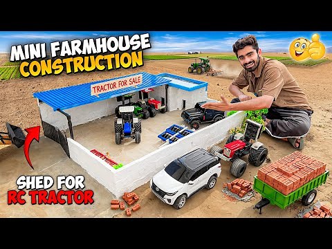 I Build a Mini Farmhouse Shed for Rc Tractors using mini bricks 🧱 DIY Mini farmhouse 👍👍