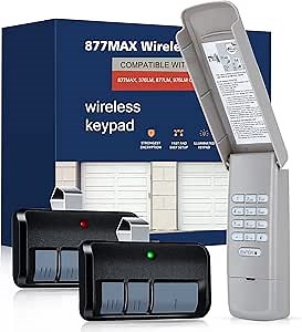 Keypad for Liftmaster 877MAX Wireless Keypad - 2 Pack 893MAX Universal Garage Door Opener Remote - 315/390 MHz - Security +2.0 Keyless Entry - Compatible with All Liftmaster Manufactured Since 1993