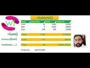 How to Use Subtotal formula in Excel in urdu/hindi