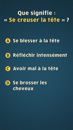 14K views · 1K reactions | « Se creuser la tête » 洛Que signifie cette expression française ? Alors, avez-vous trouvé la bonne réponse ? À très bientôt pour une nouvelle leçon de français ! Anne #français #apprendrelefrancais #learnfrenchlanguage #education #orthographe #learnfrench #learnfrenchonline #french #apprendrelefrançais #coursdefrancais #quiz #expression #expressionfrancaise #creuser #tête | Parlez-vous French? | Facebook