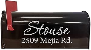 Mailbox Decals Personalized Address and Street Name Outdoor Stickers VWAQ-CMB1 (12 Inch X 6 Inch, Silver)
