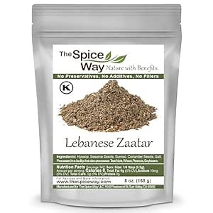 The Spice Way - Traditional Lebanese Zaatar with Hyssop | 6 oz | (No Thyme that is used as an hyssop substitute) Freshly Grown Seasoning. No Additives, No Perservatives (Za'atar/zatar/zahtar/zahatar)