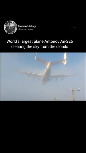 Human History on Instagram: "More content @human.history @human.history ❗Info 👇🏼 The Antonov An-225 was a strategic airlift cargo aircraft that retained many similarities with the preceding An-124 airlifter that it was derived from. It had a longer fuselage and cargo deck due to the addition of fuselage barrel extensions that were fitted both fore and aft of the wings. The wings, which were anhedral, also received root extensions to increase their span. The flight control surfaces were control