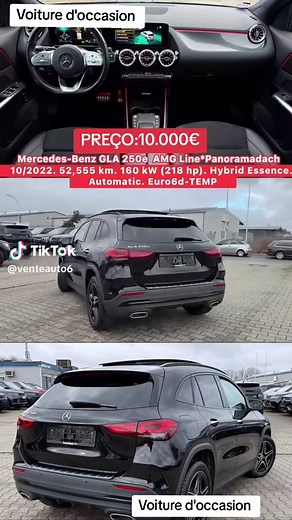 PREÇO: 10.000€ Mercedes-Benz GLA 250e AMG Line*Panoramadach 10/2022. 52.555 km. 160 kW (218 cv), Híbrido a Gasolina Automático. Euro 6d-TEMP #portugal #españa #italy #IMPORTAÇÃO #EXPORTAÇÃO