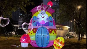 7FT Tall Easter Inflatables Outdoor Decorations Inflatable Easter Bunny with Colorful Eggs Decor Easter Blow Up Yard Decorations Built-in Led Lights Home Party Easter Decoration