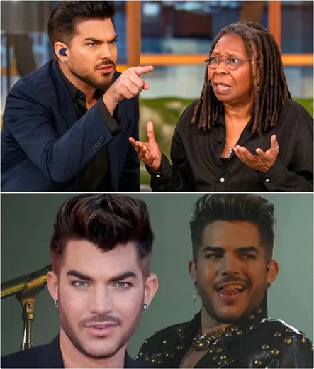 The second Whoopi Goldberg screamed, “CUT IT! GET HIM OFF MY SET!”—it was already too late. Adam Lambert had just turned The View into ground zero for live-television chaos, and every camera was rolling. “YOU DON’T GET TO LECTURE ME FROM BEHIND A SCRIPT!” he roared, finger aimed squarely at Joy Behar after a sharp jab at his beliefs. His voice thundered across the studio: “I’M NOT HERE TO BE POPULAR — I’M HERE TO SPEAK THE TRUTH YOU KEEP BURYING!” The audience froze. The panel sat in stunned sil