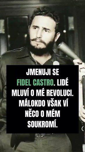🇨🇿(English below 👇) 🇨🇺 Kdo byl Fidel Castro mimo kamery a revoluční projevy? 🤔 Jak žil muž, který změnil dějiny Kuby, když zrovna nevedl revoluci? 🌴☕ Pojďme se podívat do soukromého života jednoho z nejzáhadnějších vůdců 20. století. 🇬🇧 Who was Fidel Castro beyond the cameras and revolutionary speeches? 🤔 How did the man who changed Cuba’s history live when he wasn’t leading a revolution? 🌴☕ Let’s take a look into the private life of one of the most mysterious leaders of the 20th cent
