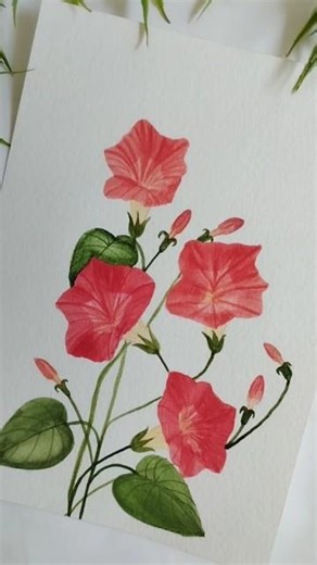 Morning Glory Flowers in Watercolor #watercolor #flowerpainting #painting #shorts #howto #easy