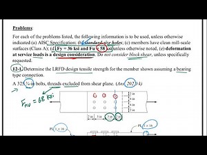 ch.12 Bolted connections || lecture (5) "Problems part-(1)"