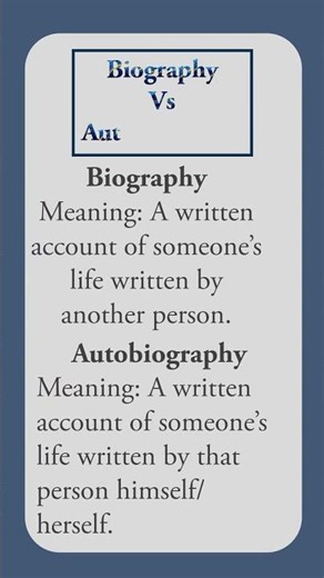 Difference Between Biography and Autobiography.Enhance Your Knowledge and Vocabulary. #english