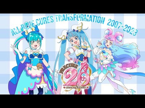 Precure All Blue Cures Transformations - Cure Aqua to Cure Sky ( 2007-2023 )