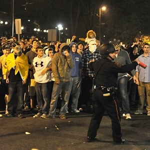 Riot police deployed as students protest Paterno’s firing