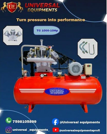 TC 1000 10HP Air Compressor | Industrial Reciprocating Air Compressor | Universal Equipments