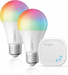 Sengled Smart Light Bulb, LED Light Bulb that Works with Alexa, Google Home, Siri, RGB Color Changing Bulb, A19 E26 Alexa Light bulbs, Dimmable Bulbs 60W Equivalent, 800LM, Hub Required, 2Pack & 1 Hub - Amazon.com