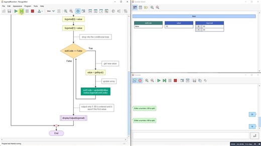 87.Flowgorithm - Big Small using functions and parameters