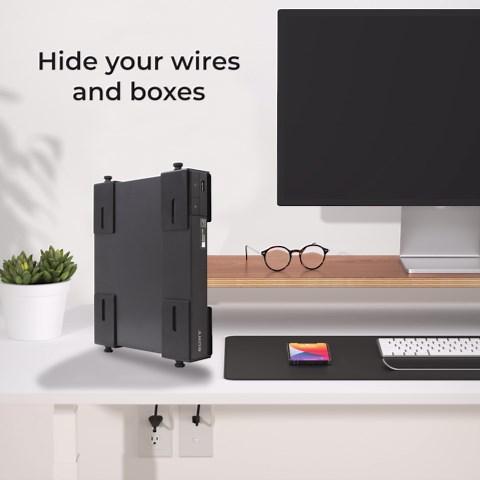 HumanCentric Adjustable Device Wall Mount, Cable Box and Modem Bracket, Adjustable Wall Adapter for Small and Wide or Narrow Devices Like Cable Boxes, Modems, DVD Players on The Wall Behind TV