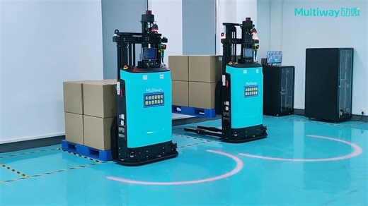 多楼层工厂，物流卡在电梯和人工周转？劢微机器人助力电子设备制造企业物流自动化升级。堆高式无人叉车 MW-SL14 打通产线上料、跨楼层搬运与成品入库，全流程自动