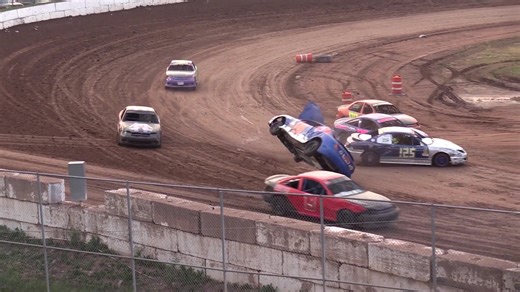 This is the slow motion video of Tanner Paris wild ride last night at Outagamie Speedway. He messaged me this morning saying he is all right but has a severe concussion and neck sprain. I wait to post sometimes just to make sure everyone is ok. Sometimes I wish I just miss some of these but we do learn from them. It doesnt matter what class you race in all of the cars are built as safe as they can be and the safety equipment that is required did its job this time. Its a dangerous sport people an