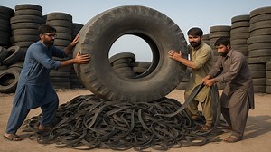 77K views · 1K reactions | Unbelievable Tyre Recycling Technique || Giant Tyres Are Cut and Make a Strong Rubber Ropes | Amazing Skills | Facebook