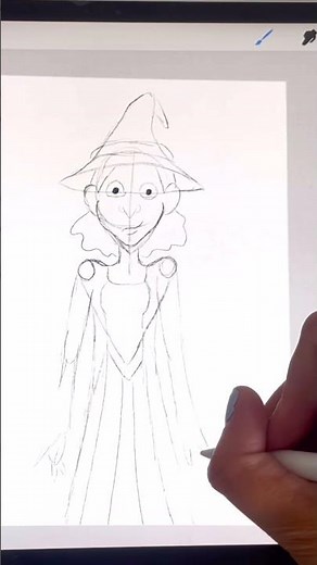 Easy witch drawing tutorial for beginners - full video on my channel 🧙🏼‍♀️✍🏼