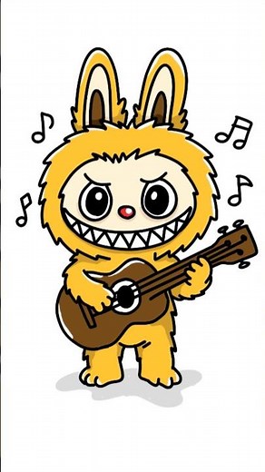 I Drew a Happy Labubu Playing Ukulele 🎵 | Cute & Satisfying Drawing
