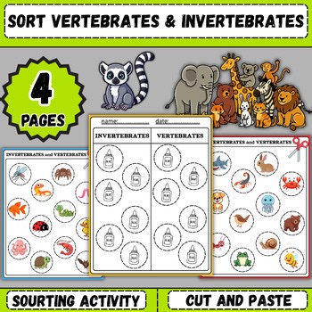 Vertebrates & Invertebrates Sort Activity | Science Classification Worksheet