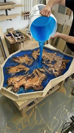 From Raw Wood to Luxury: Blue Resin Table Build ✨