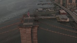 USA flag waving on the Brooklyn Bridge - Free Stock Video