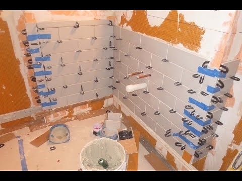 Complete bathroom Schluter systems products, Part 4 lower subway tile install