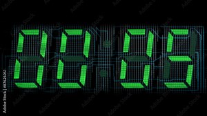 Green luminescent electronic timer with control electrodes Stock Video