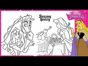 Coloring Disney Princess SLEEPING BEAUTY AURORA with Forest Animals Disney Princess Coloring Book
