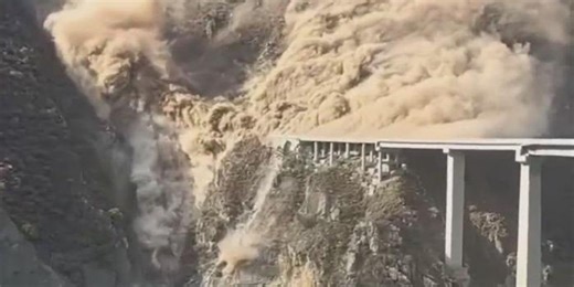 Watch moment 2,500ft Chinese bridge collapses just months after opening