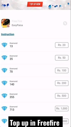 Top up in freefire with 😱 Easy Paisa account #topup #freefire