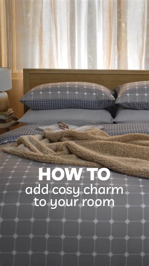 14K views · 5.2K reactions | How to add cosy charm to your room in 4 easy steps. Standard microfibre pillowcases R16.99 each STYLE: DYH62 DB microfibre fitted sheets R79.99 each STYLE: DYE75 *Available in SB, 3/4, DB, QB & KB size. DB microfibre printed duvet cover sets R159.99 each STYLE: EEF32 *Available in SB, DB & QB size. Sherpa and embossed blankets R99.99 each STYLE: ECE83, ECE88 Browse the bedroom solution here: https://bit.ly/3PH4Hym | PEP Home | Facebook